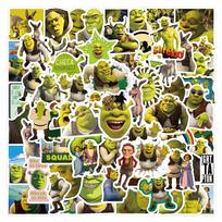 50Pcs Movie Monster Shrek Stickers Graffiti Toys Pvc Waterproof Laptop Suitcase Guitar Cartoon Decals Decoration Gifts black