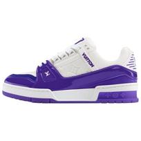 LOUIS VUITTON Trainer Cow Leather Low top Skateboard Shoes Men's Purple 1AJ168 43 white