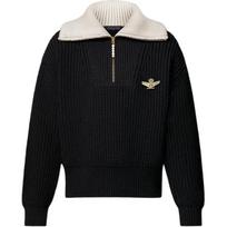 LOUIS VUITTON Chunky Wool Blend Half Zip Pullover 1AHC13 S0 juoda