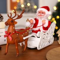 Electric Santa Claus Deer Cart Children's Christmas Gift Elk Sleigh Children's Toys Mall Ornaments red