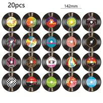 20 vnt. Spalvingos vinilinės plokštelės dekoracija Meno kūrinys Netikros plokštelės Lipdukai Plokštelės Sienos Lipdukas Svetainė 20pcs gray