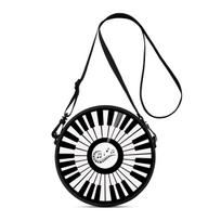 Piano Print Round Shoulder Bag Casual Messenger Bag for Woman Best Gifts 2D Flat Casual Daily Crossbody Bag black
