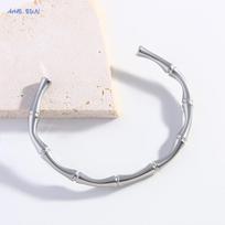 MHS.SUN Simple Cross Stainless Steel Bangle Can Open Bracelet For Women Men Waterproof Gold Color Daily Cuff Jewelry 1PC white