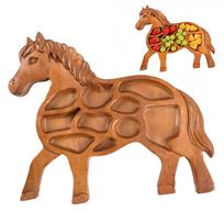 Horse Shaped Charcuterie Board Wooden Charcuterie Serving Platter with Divided Compartments for Food Cheese Meat Fruit brown