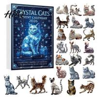 Collectible Cat Art Pieces 2026 Christmas Advent Calendar Blind Box Include 24 Crystal Look Acrylic Hanging Decor Ornaments Decorations for Holiday gray