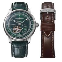 Zeppelin 100-mečio automatinis laikrodis 7662-6 Rinkinys Vyriškas Žalias mineralinis stiklas 40 mm 5 ATM žalia