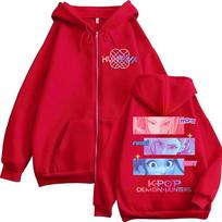 K-pop Demon Hunters Movie  Zipper Hoody Men Women Fashion High Quality Fleece Jacket Sweatshirt Retro Oversized Zip Up Hoody S raudona