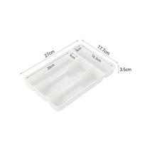 Easy Clean Compartments Cutlery Organizer Daily Drawer Divider Tray Rectangle Home Kitchen Spoon Fork Separation Box white