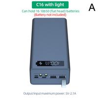 16*18650 Battery Holder Storage Box Power Bank Case DIY 18650 Kit Phone Powerbank Battery Charger Mobile DIY Shell Box gray