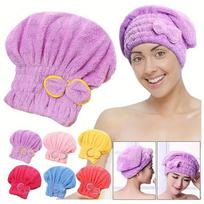 Hair Cap Women Bowtie Bathing Hat Microfiber Towel Superfiber Shower Cap For Spa Bathroom Accessories Shower Cap One Size pink