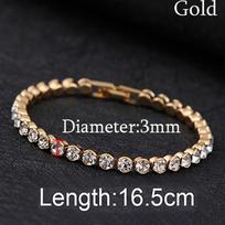 New Austria Crystal Silver/Gold Shiny Bracelets Cuff Bangles Fashion Jewelry Hand Chain 3mm auksas