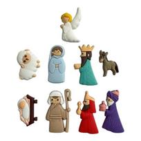 9 vnt./rinkinys Kalėdinio gimimo scenos lipdukai PVC mini statulėlės Animacinis plokščias pakabukas Papuošimai Kalėdų „pasidaryk pats“ rankdarbiams 1 gray