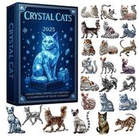 Cat Advent Calendar 2026 24 Days Christmas Countdown With 24 Different Breeds 2D Acrylic Cute Kitten Christmas Tree Ornaments L mėlyna