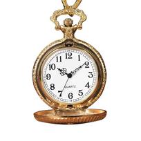 Glod Pocket Watch for Men Quartz Arabic Digital Dial with Chain Smooth Quartz Men's Pocket Watch for Father‘s Day beige