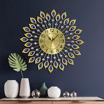 21.2 Inch Gold Large Wall Clock for Living Room Decor Elegant 3D Modern Wall Clock with Arabic Numerals Non-Ticking Silent Big auksas
