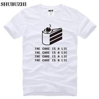 Portal 2 T Shirt Unisex game Unisexs short sleeve The Cake Is A Lie Tshirt cotton  top tees 4XL brown