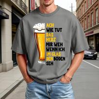 Men's Casual Short Sleeve Crew Neck T-Shirt Oktoberfest Beer Print Lightweight Comfortable Summer Tee for Everyday Wear L gray