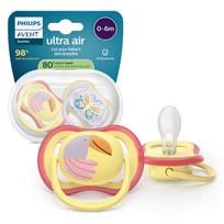 PHILIPS Avent Ultra air soothers, 0–6 months, 2 pack, light lilac/light yellow (SCF087/04)