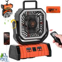 Long-Lasting Battery Outdoor Tent Fans 20000mAh Travel Fans Portable Camping Fan  Camping Style1 F6 Orange black
