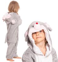 Children's pyjamas kigurumi onesie costume mouse grey 115-125 cm white