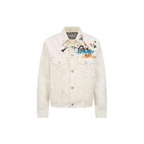 Evisu Kuro SS22 Frayed Hem Spray Paint Denim Jacket Autumn Men jackets Off-White 2ESGNM2DJ751LFCP L white