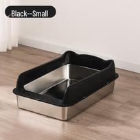 Extra Large Stainless Steel Cat Litter Box with High Walls, Anti-Tracking and Anti-Splashing Design, Semi-Enclosed. Medium (Base 7 High-40x30x17) juoda
