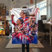 Atletico Madrid Football Player Collage Flannel Blanket Soccer Team Print Throw Blanket Sports Fan Bedroom Warm Sofa Cover Mat 80cm x 120cm white