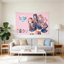 1 vnt. D-Doki L-Literatūros C-Klubo gobelenas, INS stiliaus mielas anime, idealus miegamajam, bendrabučio kambariui, žaidimų kambariui, Kawaii anime namų sienų dekoras 100X70CM gray