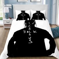 Duvet Pillowcase Bedding Set Adult Boy T-Travis Scott Cactus Jack Bedroom Decoration Children Single Double Large Gift Size 135x200cm white