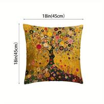 Klimt Tree of Life Pillow Cover Vintage Golden Art Cushion Case Elegant Home Decor for Art Lovers  Gift 45cmx45cm(18x18Inch) beige