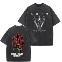Summer Hot Sale The Weeknd After Hours Til Dawn Tour 2026 Merch Vintage Washed T-shirt Men WomenHarajuku Hip Hop Punk Oversized Tshirt S gray
