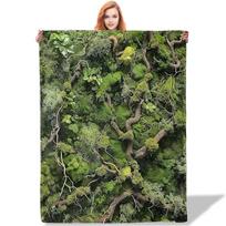 Ultra-Soft Flannel Blanket with Green Moss and Branch Design, All-Season Use for Bed, Sofa, Office, Camping, Single/Double Nap Throw for Men, Women, P 75X95CM black