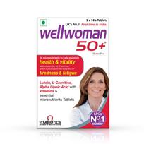 Wellwoman 50+ multivitamins for women over age 50 years with Vitamins,Iron,calcium,amino acids to support menopausal symptoms,maintain energy,Visio