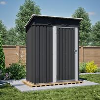 Sodo namelis plokščiu stogu 152x84x182 cm, Įrankių namelis su užrakinamu metaliniu durimis, Be lango, 1.27 m² sandėliavimo plotas, Atsparus oro sąlygoms dizainas sodo įrankiams, Juodas 152.2 x 83.6 x 182 cm juoda
