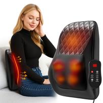 Įkraunama belaidė 3D Shiatsu masažinė pagalvė su šildymu, nešiojamas kaklo, pečių, nugaros elektrinis masažuoklis, tinkantis namams, biurui ir automobiliui 38 x 13 x 33 cm pilka