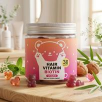 Veganiški biotino plaukų vitaminai gumyčių pavidalu - Sveikų plaukų palaikymas - 30 vnt. 3pack