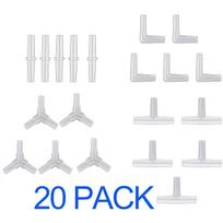 40/20 Pieces Aquarium Air Pump Connector Kit - Durable Plastic Airline Connectors, 4 Unique Designs for Fish Tank Oxygen 2026 white