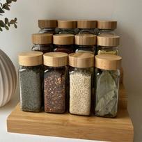 7Pcs/Set 4Oz Glass Spice Jar Seasoning Containers With Bamboo Lids Square Empty Spice Bottles Herbs 7PCS