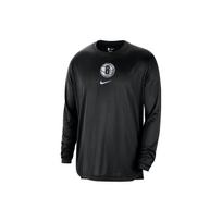 Nike Brooklyn Nets American Vintage Logo Print Crew Neck Pullover Casual Quick-Dry Knit Long Sleeve T-Shirt Men Tops Black FB3581-010 S black