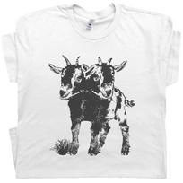 Two Headed Goat Shirt Cute Billy Goat Shirts Weird Oddities Unusual Graphic Tee S white