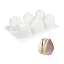 6/12 Tulips Silicone Molds Multiple Use Kitchen Tool for Baking Freezing Candle Mess Release Removal Design white