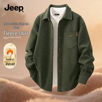 JEEP Men's Winter Fleece-lined Corduroy Shirt 3XL alyvuogių žalios spalvos