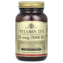 Solgar, vitaminas D3 (cholekalciferolis), 125 mcg (5000 TV), 120 daržovių kapsulių