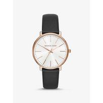 Michael Kors Pyper Rausvo aukso spalvos odinis laikrodis MK2834 juoda