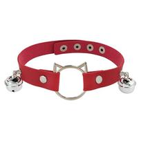 Cat Head Leather Collar Neck Strap Harajuku Pu Punk Bell Necklace Jewelry Show Collarbone Chain brown