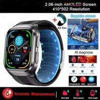 2026 Naujas vyriškas oro pagalvės oro siurblys EKG kraujospūdžio šlapimo rūgšties kraujo riebalų temperatūros sveikatos monitorius Bluetooth skambutis 2,06 colio AMOLED išmanusis laikrodis mėlyna