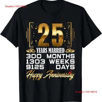 25 Years Married Funny 25th Wedding Anniversary T Shirt  vintage Washed Soft Versatile Unisex Slightly designer clothes 5XL įvairiaspalvis