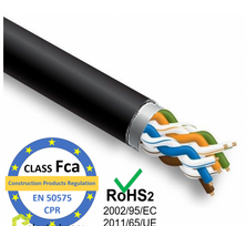 Kompiuterinis kabelis STEINMARK CAT5E/UTP, 4x2x0.5, neekranuotas, lauko, juodos sp.