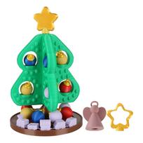3D spausdintas Kalėdų eglutės žaislų rinkinys mažyliams su pakabinamais papuošalais ir pagrindu. Apima žvaigždės ir angelo dekoracijas ankstyvojo amžiaus žaidimams. One Size green