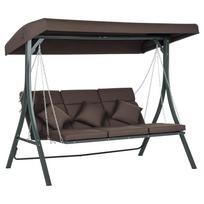 Hollywood Swing, for 3 Persons, Adjustable Sun Canopy, up to 270 kg, Brown, 198 x 118 x 168 cm 198 x 118 x 168 cm